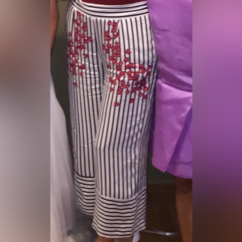 ZARA STRIPED FLORAL PANTS